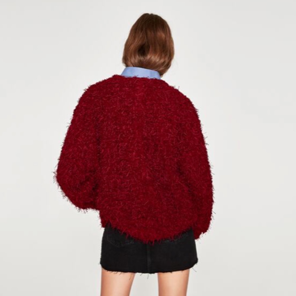 Zara Red Sweater Sweat Shirt top size M - Picture 6 of 8